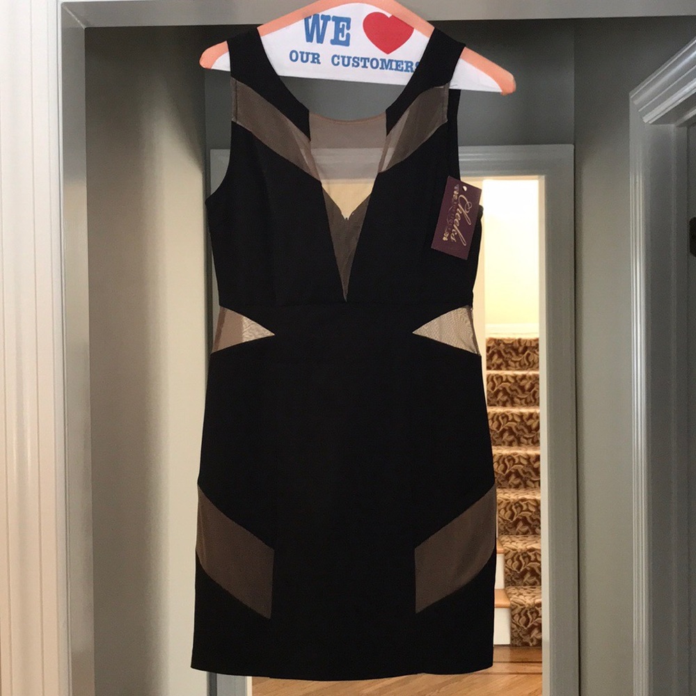 Sleeveless sheer panel cutout dress